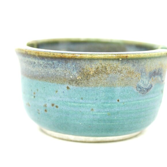 GLAZED CERAMIC POTTERY SPONGE HOLDER HANDMADE BLUE OCEAN COLORS ARTIST SIGNED - Picture 3 of 6